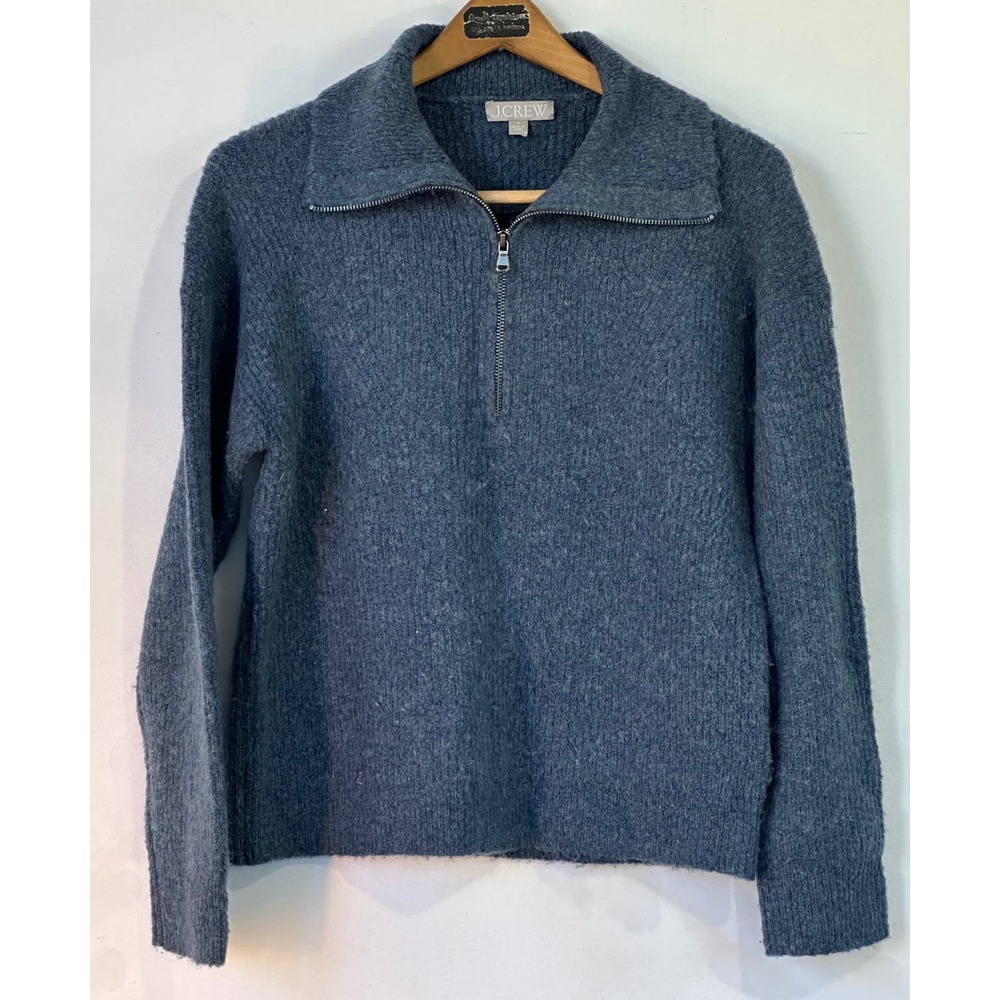J.Crew Quarter Zip Sweater SOFT Wool Alpaca Blend Womens Small Blue Excellent